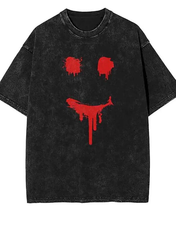 Men's RED SMILEY Black Tee