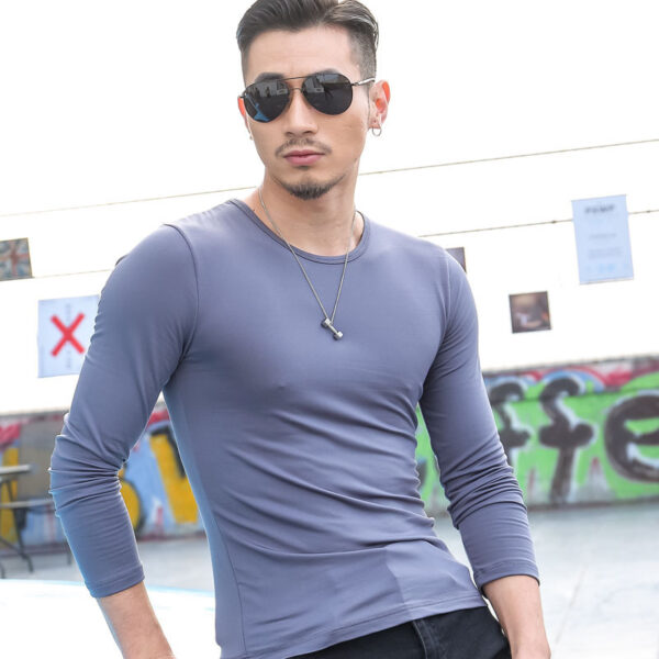 men's collar T-shirts, long sleeves, long sleeves, long sleeves, long sleeves, long sleeves and velvet t-shirts - Image 3